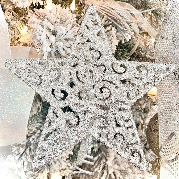 Other - Silver Glitter Christmas Tree Topper Christmas Star